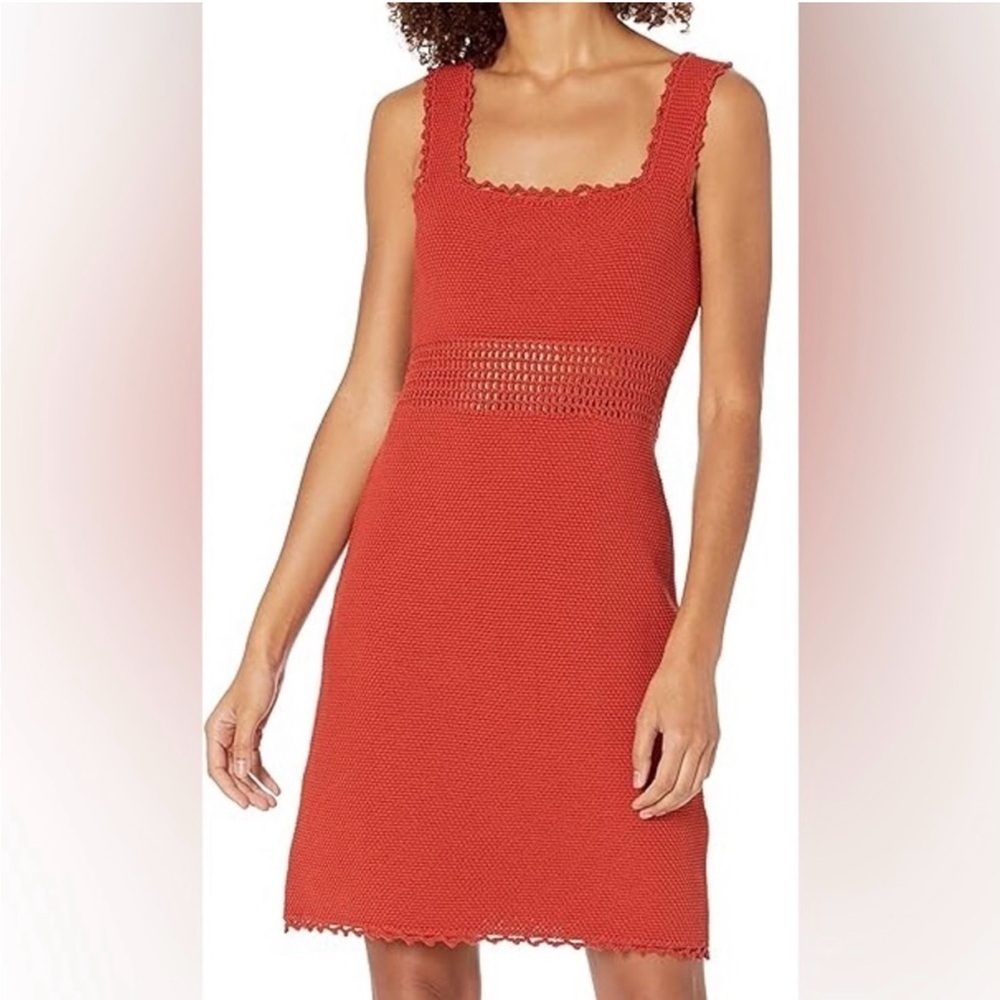 Rebecca Taylor Crochet Body Con Mini Dress in Pomodoro